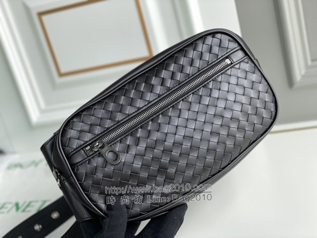 Bottega veneta高端男包 98024 寶緹嘉專櫃款腰包 BV經典款胎牛皮手工編織男士腰包挎包  gxz1355